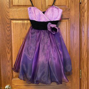 Mori Lee Sticks and Stones Strapless Purple Tulle Prom Dress